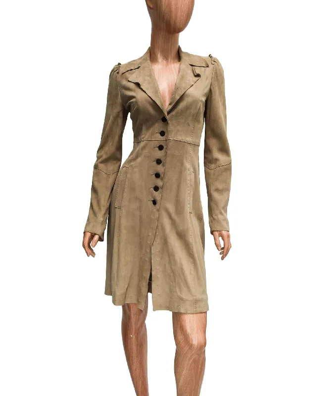 Suede Trench Coat Trendy Cotton Trench Coat