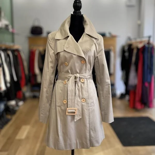 TARA JARMON Trench Coat / M Warm Plaid Trench Jacket