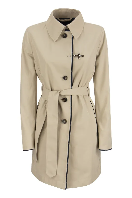 Trench coat with hook Elegant Layered Trench Coat
