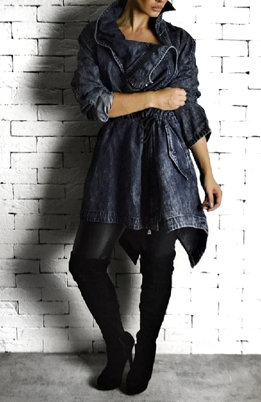 Washed Denim Trench Coat Modern Trench Coat Design