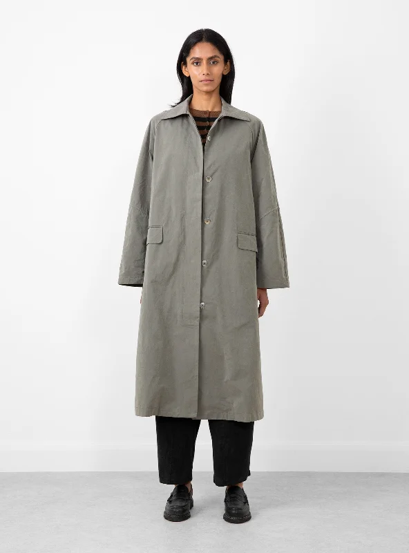 Wax Cotton Trench Taupe Grey Cozy Winter Wool Trench