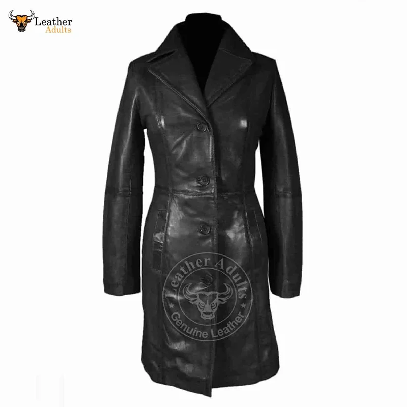 Womens Black Beautiful LAMBS LEATHER Ladies Steampunk GOTH Style Trench Coat T16 Classic Belted Cotton Trench Womens Black Beautiful LAMBS LEATHER Ladies Steampunk GOTH Style Trench Coat T16 Classic Belted Cotton Trench