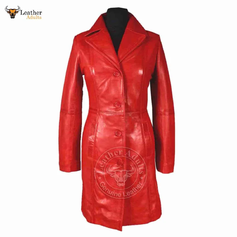 Womens Red Beautiful LAMBS LEATHER Ladies Steampunk GOTH Style Trench Coat T16 Casual Trench Coat for Women Womens Red Beautiful LAMBS LEATHER Ladies Steampunk GOTH Style Trench Coat T16 Casual Trench Coat for Women