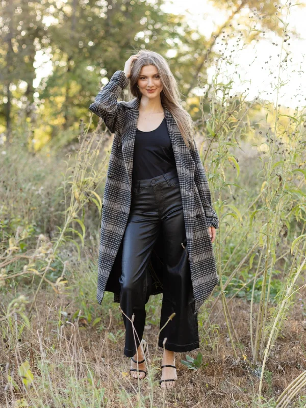 Z Supply Jackie Plaid Trench Coat Elegant Button-Up Trench Coat