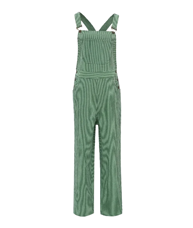 Loue Emerald Overalls- Green Draped Wide-Leg Jumpsuit