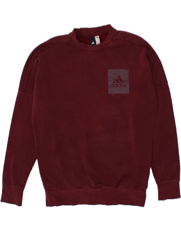 ADIDAS Mens Graphic Sweatshirt Jumper Medium Burgundy Cotton