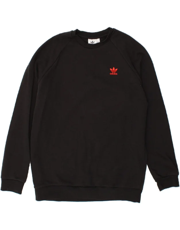 ADIDAS Mens Sweatshirt Jumper Large Black Cotton Hoodie with Pastel Soft Subtle