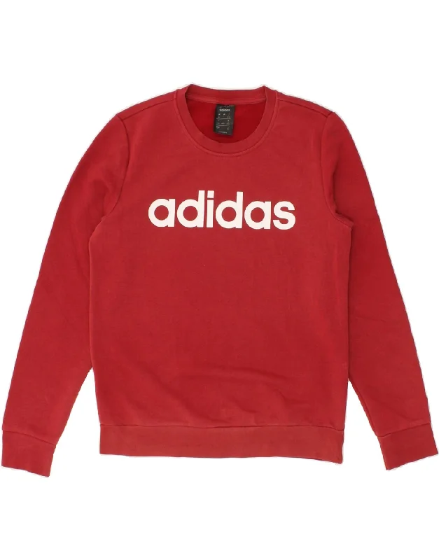 ADIDAS Womens Graphic Sweatshirt Jumper UK 8 /10 Small Red Cotton Hoodie with Hem Fringe Bohemian Relaxed