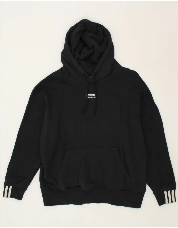 ADIDAS Womens Oversized Hoodie Jumper UK 10 Small Black Cotton