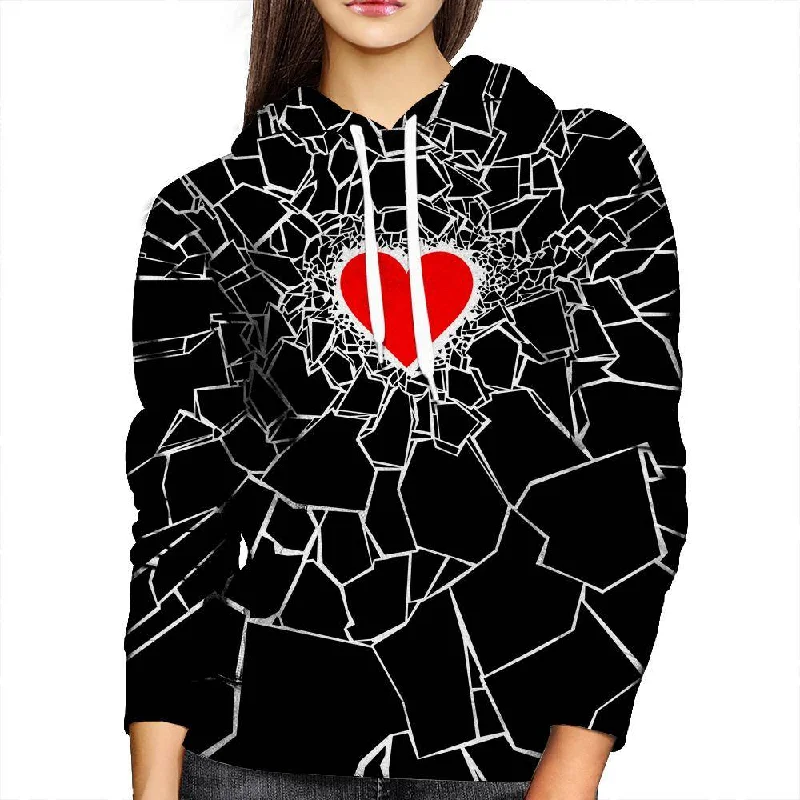 Black Heartbreaker Womens Hoodie Hoodie with Relaxed Fit Easy Casual