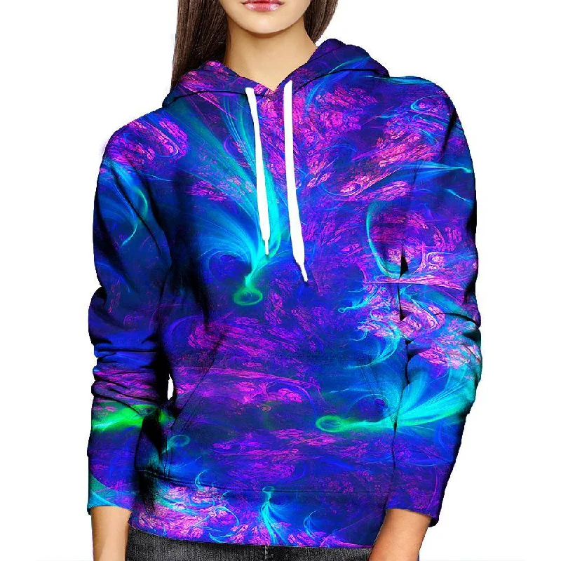 Blue Swirls Womens Hoodie Hoodie with Hem Contrast Bold Stylish