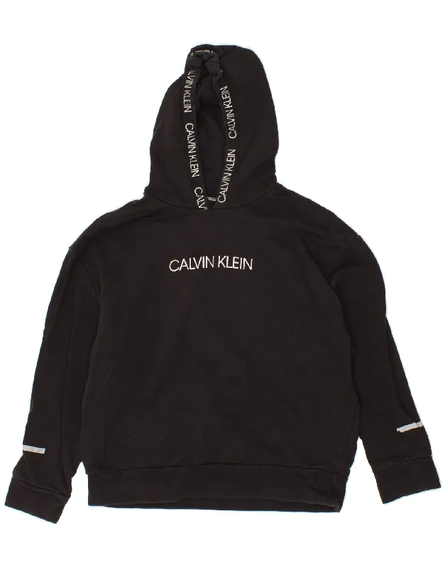 CALVIN KLEIN Womens Oversized Graphic Hoodie Jumper UK 14 Medium Black Hooded Sweatshirt Casual Wear Street Style CALVIN KLEIN Womens Oversized Graphic Hoodie Jumper UK 14 Medium Black Hooded Sweatshirt Casual Wear Street Style