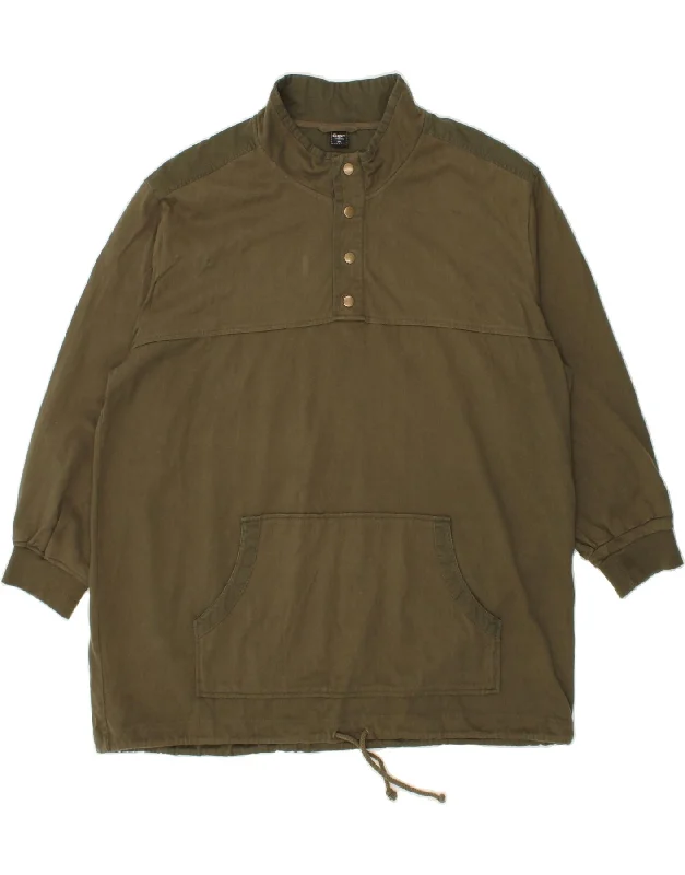 COTTON TRADERS Mens Button Neck Sweatshirt Jumper 3XL Khaki Cotton Hoodie with Thumb Holes Functional Cozy COTTON TRADERS Mens Button Neck Sweatshirt Jumper 3XL Khaki Cotton Hoodie with Thumb Holes Functional Cozy