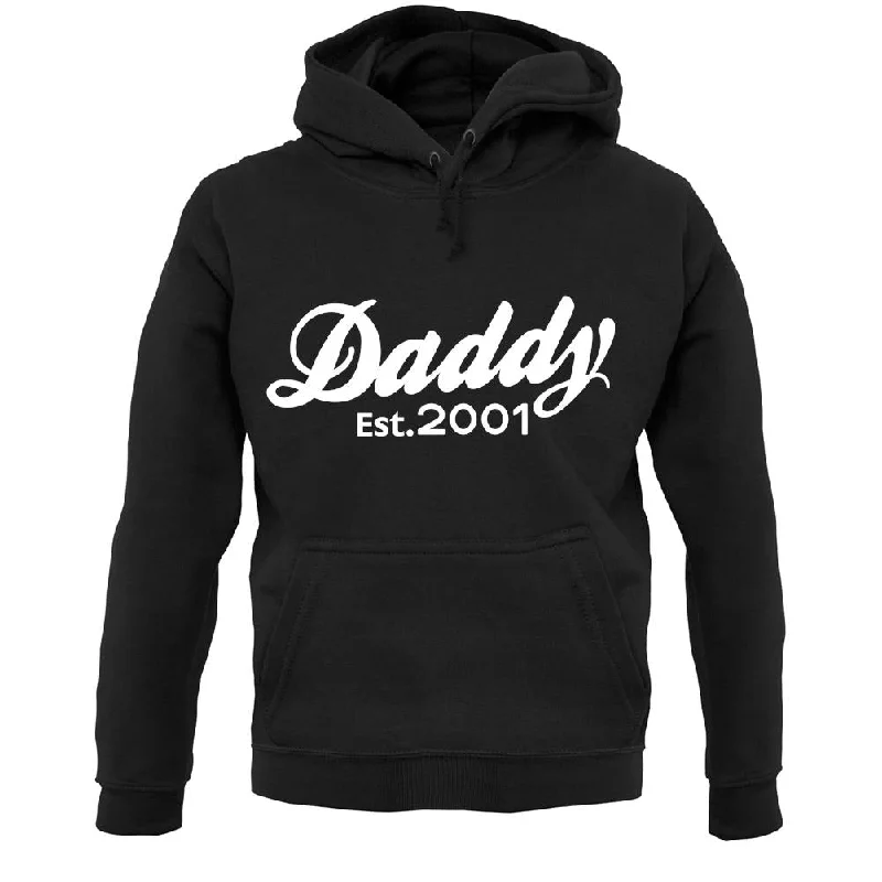 Daddy Est. 2001 Unisex Hoodie Hoodie with Frayed Bohemian Relaxed