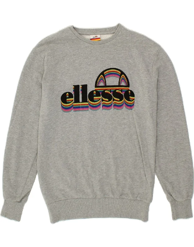 ELLESSE Mens Graphic Sweatshirt Jumper Medium Grey Cotton