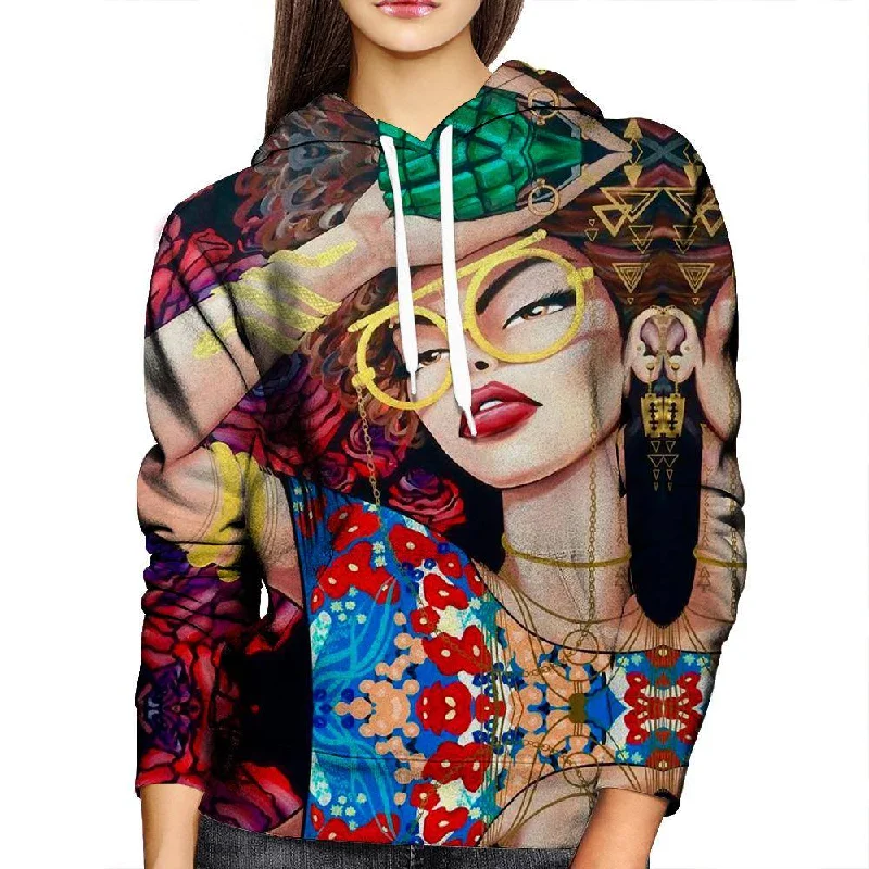 Flower Bomb Womens Hoodie Hoodie with Color Block Contrast Stylish