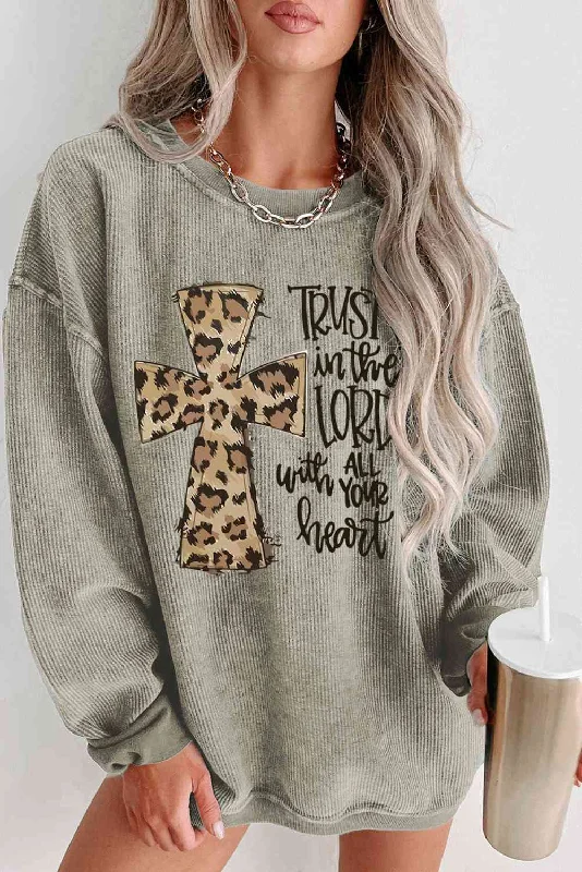 Trust In The Lord Leopard Cross Ladies Sweatshirt