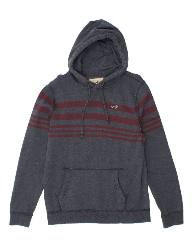 HOLLISTER Mens Hoodie Jumper Medium Navy Blue Striped Polyester Hoodie with Tied Waist Feminine Flattering HOLLISTER Mens Hoodie Jumper Medium Navy Blue Striped Polyester Hoodie with Tied Waist Feminine Flattering