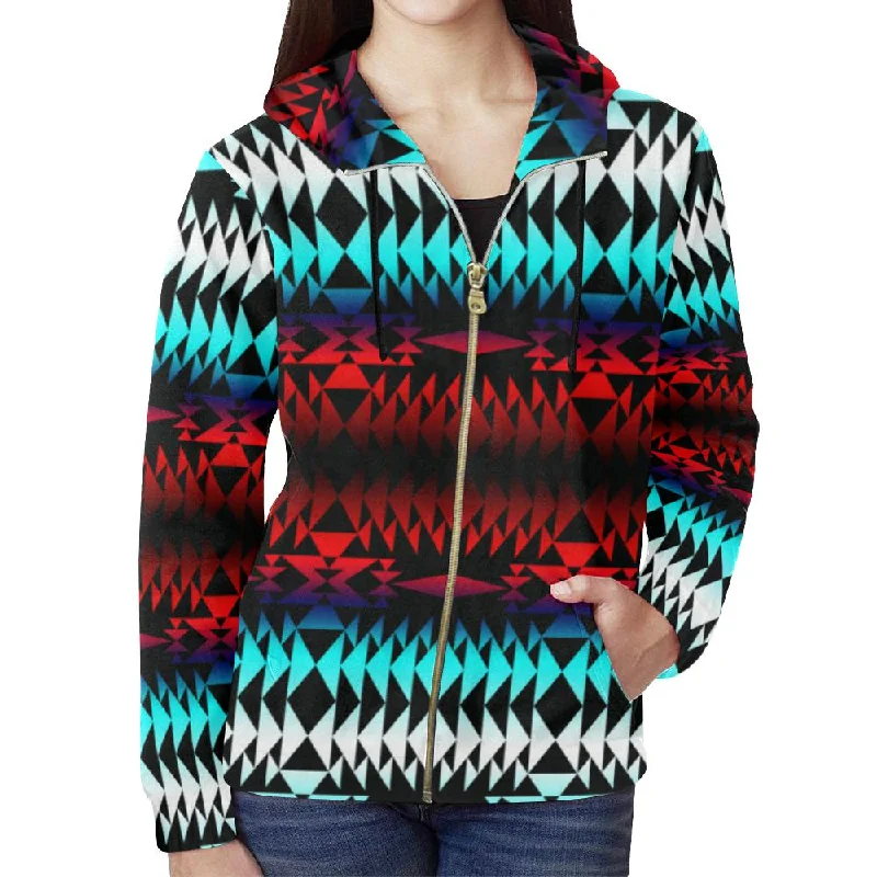 In Between Two Worlds Full Zip Hoodie for Women Hoodie with Stripes Bold Sporty
