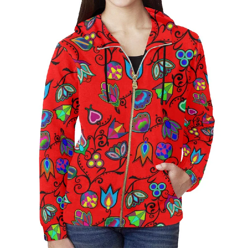 Indigenous Paisley - Dahlia Full Zip Hoodie for Women Hoodie with Strings Custom Fit Adjustable Indigenous Paisley - Dahlia Full Zip Hoodie for Women Hoodie with Strings Custom Fit Adjustable