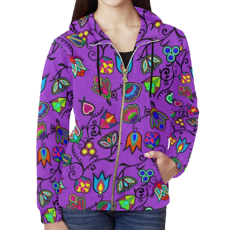 Indigenous Paisley - Dark Orchid Full Zip Hoodie for Women Hooded Sweatshirt Casual Wear Street Style Indigenous Paisley - Dark Orchid Full Zip Hoodie for Women Hooded Sweatshirt Casual Wear Street Style