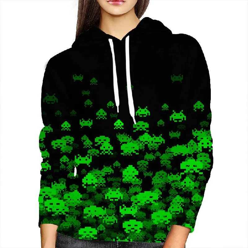 Invaded Womens Hoodie Hoodie with Mock Neck Collared Structured