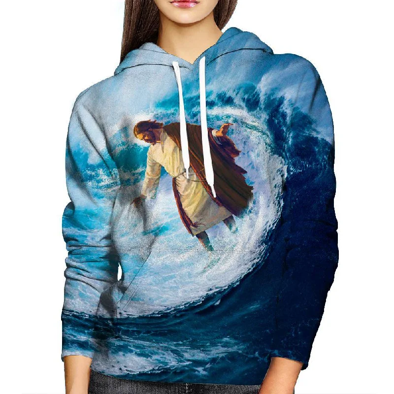 Jesus Surfs Womens Hoodie Hoodie with Emblem Brand Identity