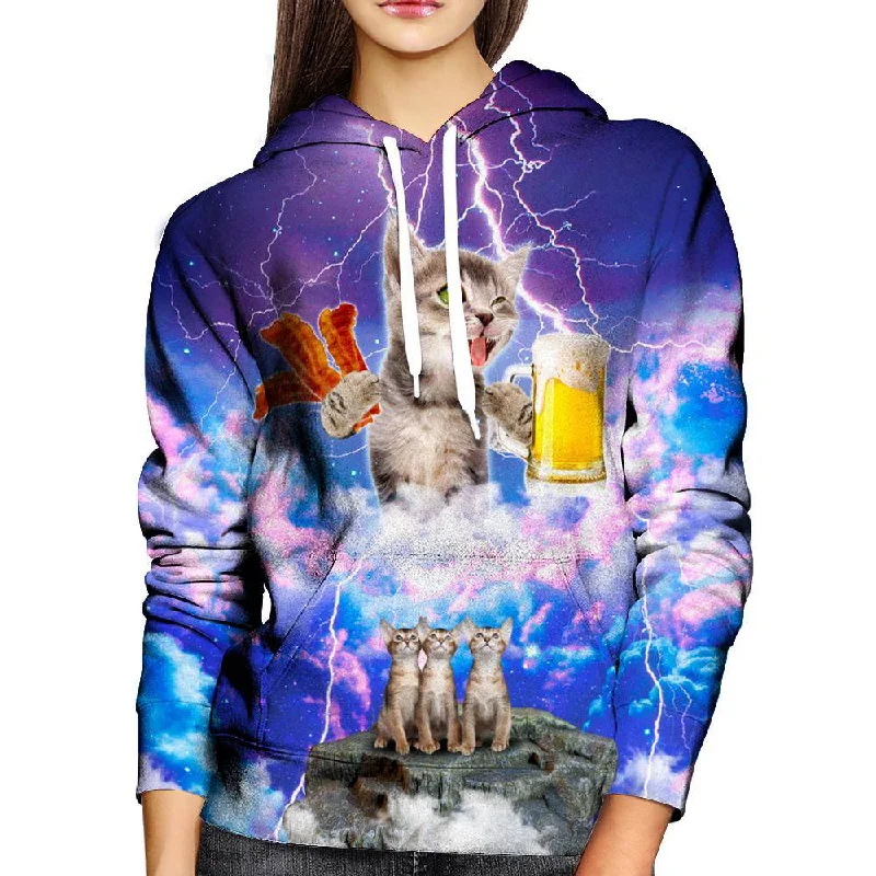 Kitties Love Beer And Bacon Womens Hoodie