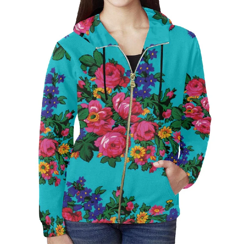Kokum's Revenge-Sky Full Zip Hoodie for Women Hoodie with Metallic Shiny Futuristic