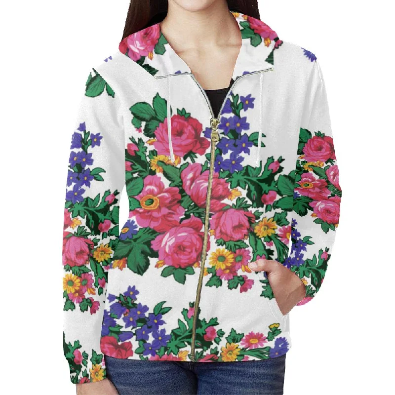 Kokum's Revenge-White Full Zip Hoodie for Women Hoodie with Bell Sleeves Flared Feminine Kokum's Revenge-White Full Zip Hoodie for Women Hoodie with Bell Sleeves Flared Feminine