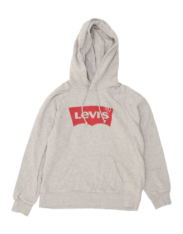 LEVI'S Mens Graphic Hoodie Jumper Medium Grey Hoodie with Set-In Sleeves Structured Classic LEVI'S Mens Graphic Hoodie Jumper Medium Grey Hoodie with Set-In Sleeves Structured Classic