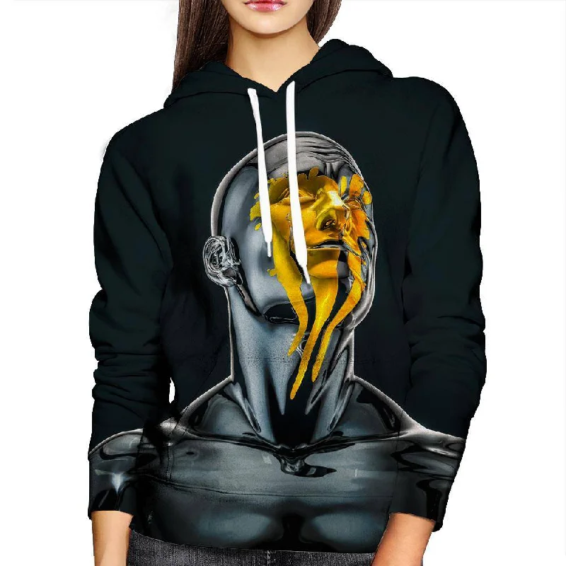 Love Is The Only Gold Womens Hoodie Hoodie with Exposed Zipper Edgy Industrial