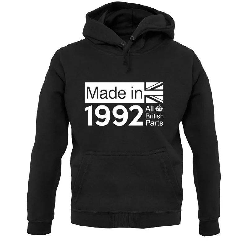 Made In 1992 All British Parts Crown Unisex Hoodie Hoodie with Reflective Safety Nightwear Made In 1992 All British Parts Crown Unisex Hoodie Hoodie with Reflective Safety Nightwear