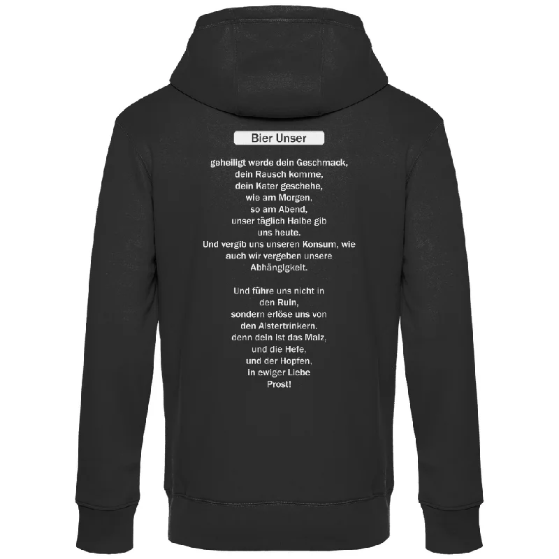 Premium Hoodie "Bier Unser" (Backprint) Hoodie with Cropped Fit Short Trendy