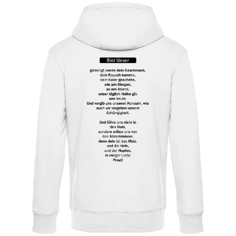 Premium Hoodie "Bier Unser" (Backprint) Hoodie with Reflective Safety Nightwear