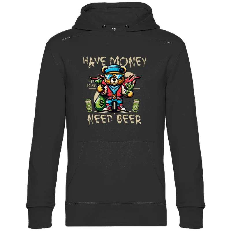 Premium Hoodie "Have money - need beer 2" Hoodie with Hidden Zipper Minimalist Clean Premium Hoodie "Have money - need beer 2" Hoodie with Hidden Zipper Minimalist Clean