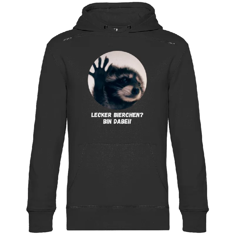 Premium Hoodie "Waschbär Bierchen" Hoodie with Illustration Artistic Creative