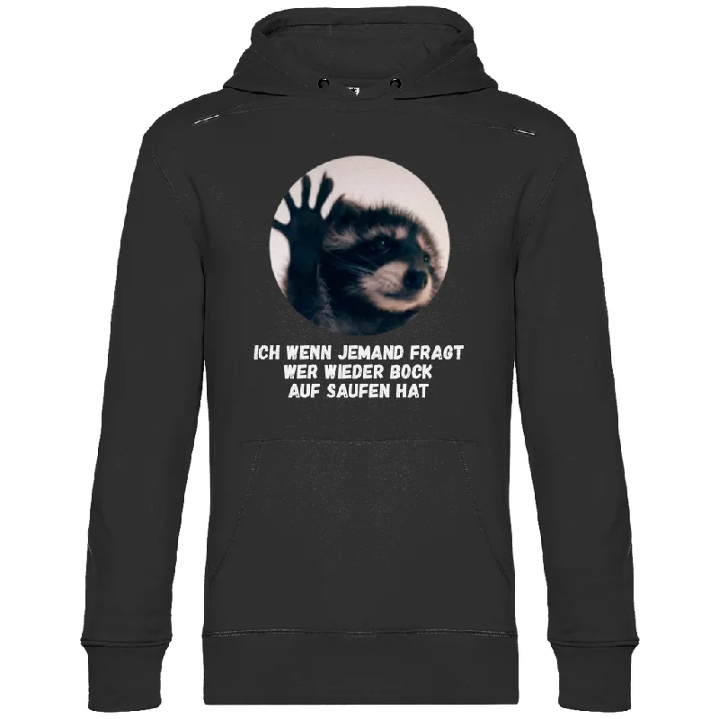 Premium Hoodie "Waschbär Saufi" Hoodie with High-Low Hem Asymmetrical Trendy