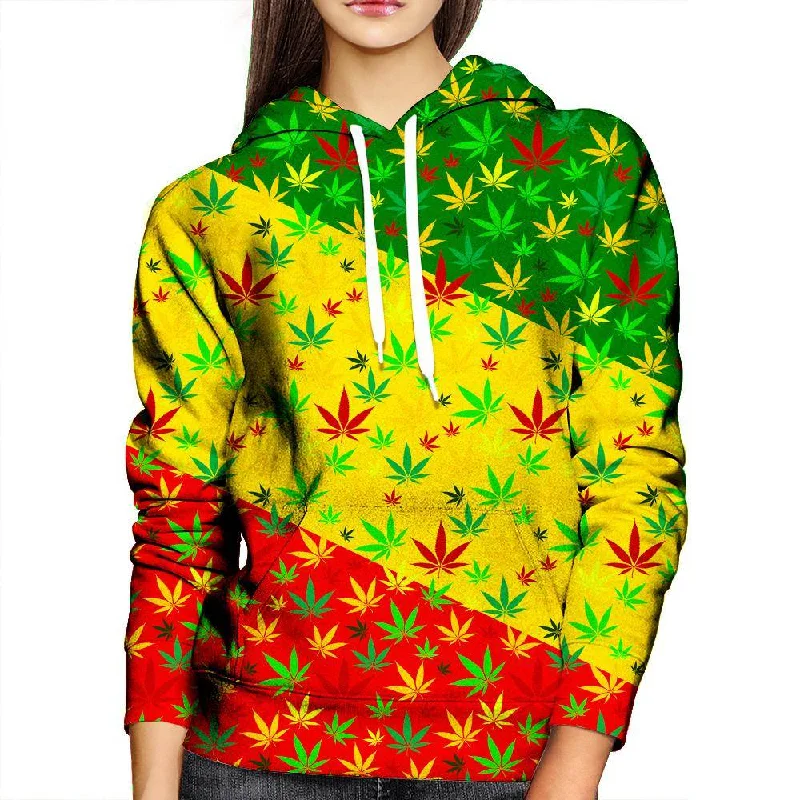 Rasta Weed Womens Hoodie Hoodie with V-Neck Classic Versatile