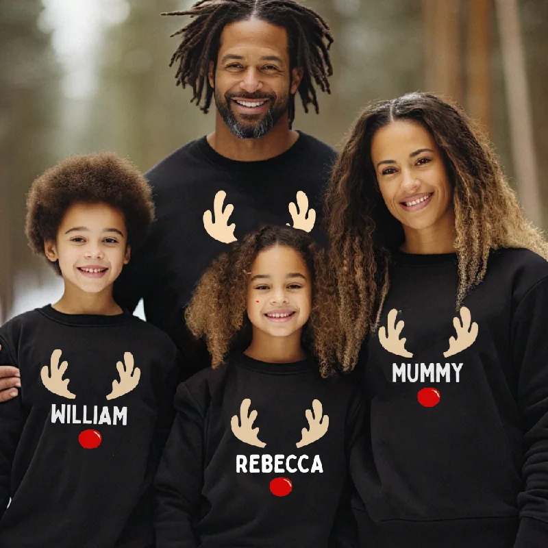 Reindeer Family Matching Christmas Sweatshirts Hoodie with High-Low Hem Asymmetrical Trendy Reindeer Family Matching Christmas Sweatshirts Hoodie with High-Low Hem Asymmetrical Trendy