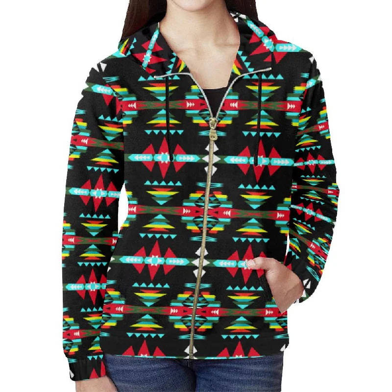 River Trail Sunset Full Zip Hoodie for Women Hoodie with Slim Fit Tailored Modern