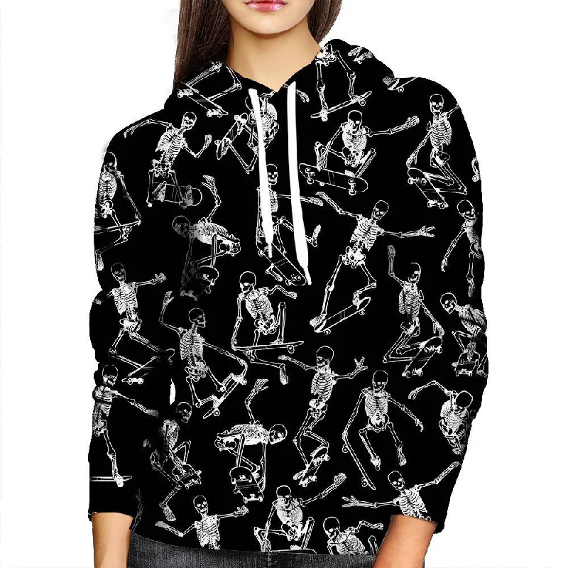 Skateboarding Skulls Black Womens Hoodie