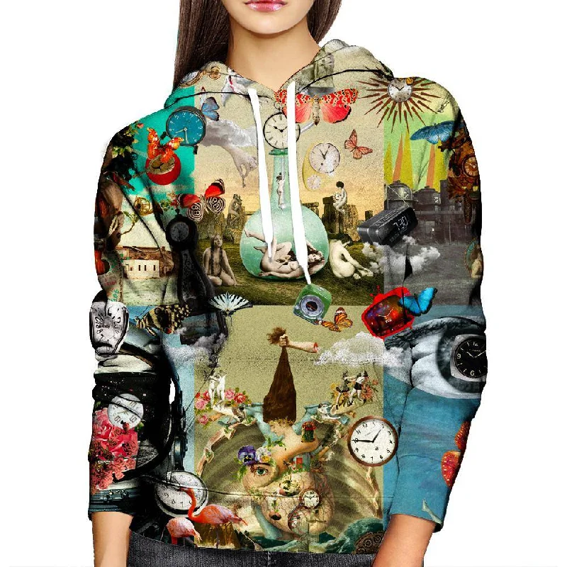 Time Flies Womens Hoodie Hoodie with Tie-Dye Psychedelic Retro