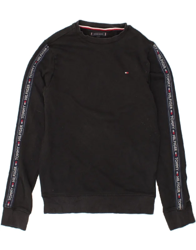 TOMMY HILFIGER Mens Graphic Sweatshirt Jumper Medium Black Cotton Hoodie with Turtle Neck Cozy Winter TOMMY HILFIGER Mens Graphic Sweatshirt Jumper Medium Black Cotton Hoodie with Turtle Neck Cozy Winter