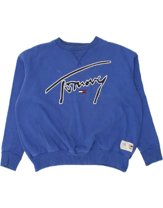 TOMMY HILFIGER Womens Crop Graphic Sweatshirt Jumper UK 10 Small Blue Hoodie Dress Longline Feminine TOMMY HILFIGER Womens Crop Graphic Sweatshirt Jumper UK 10 Small Blue Hoodie Dress Longline Feminine