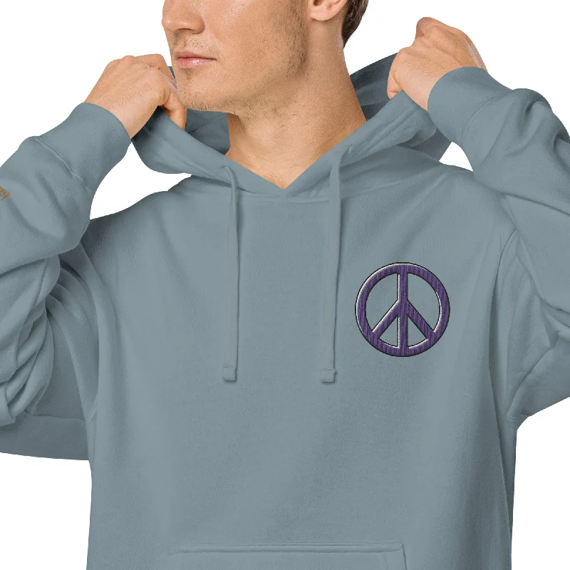 Peace Sign Design Unisex Pigment-Dyed Hoodie Hoodie with Ribbed Cuffs Snug Fit Comfort Peace Sign Design Unisex Pigment-Dyed Hoodie Hoodie with Ribbed Cuffs Snug Fit Comfort
