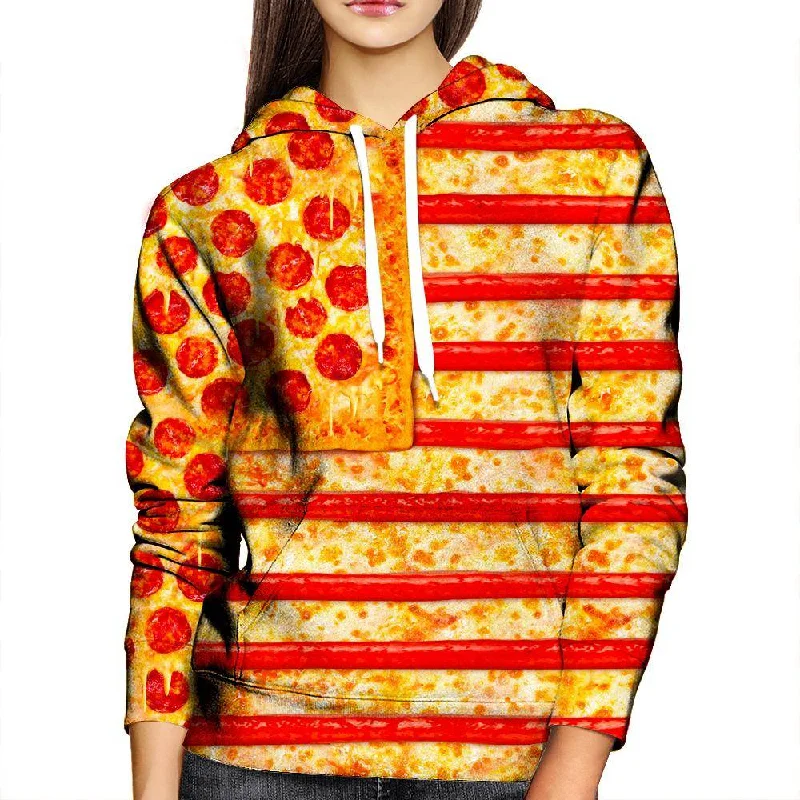 United States Flag Pizza Womens Hoodie