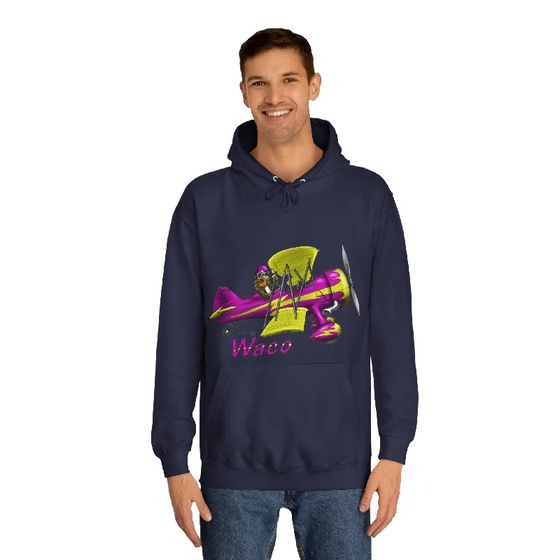 Waco Retro Aircraft Unisex College Hoodie Hoodie with Camouflage Military Edgy
