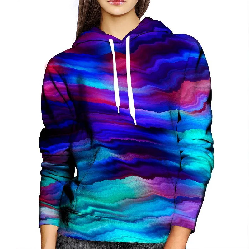 Wavy Womens Hoodie Hoodie with Mock Neck Collared Structured