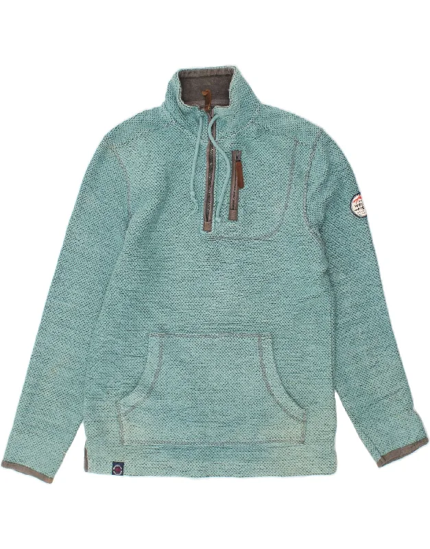 WEIRD FISH Mens Zip Neck Sweatshirt Jumper Medium Blue Cotton Zip Hoodie Drawstring Kangaroo Pocket WEIRD FISH Mens Zip Neck Sweatshirt Jumper Medium Blue Cotton Zip Hoodie Drawstring Kangaroo Pocket